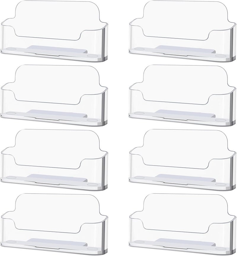 DMFLY 8 Pack Clear Business Card Holder for Desk, Plastic Business Card Display Desktop Acrylic Business Card Stand for Office, Exhibition Booth - Image 1